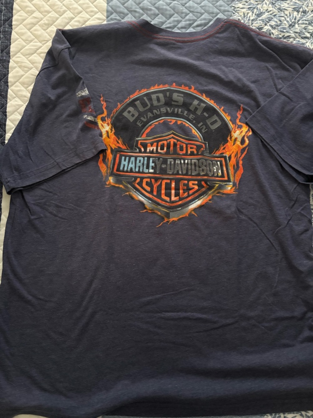 Harley-Davidson Navy Short-Sleeve Tee with Flame Logo